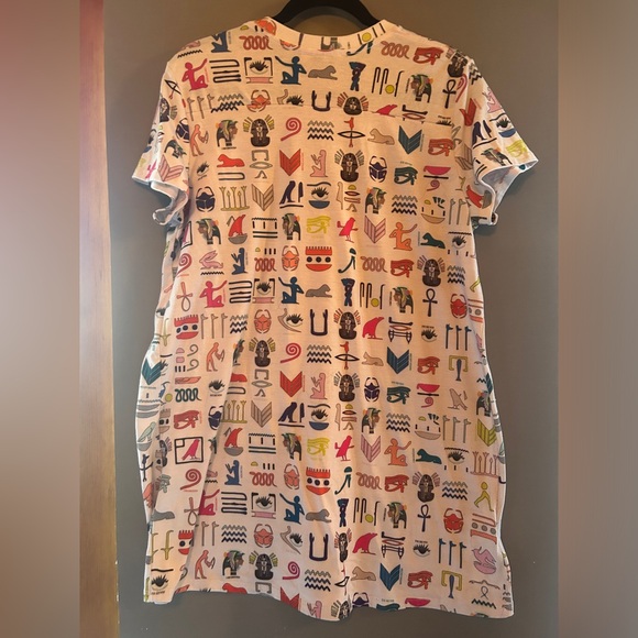 RARE Melody Ehsani 90s style Shirt Dress Egyptian Print “Eye See You” M - Picture 8 of 9